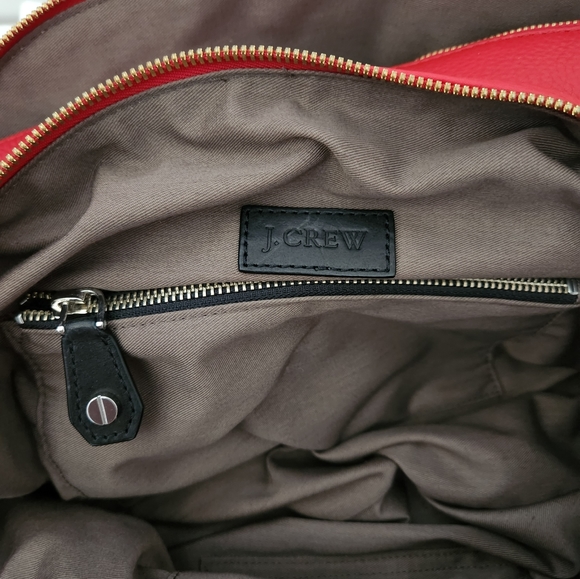 J. Crew biennial red pebbled leather satchel gold hardware - Picture 11 of 13